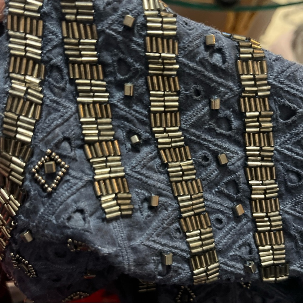 Blue Embroidered Open Jacket - Picture 7 of 10